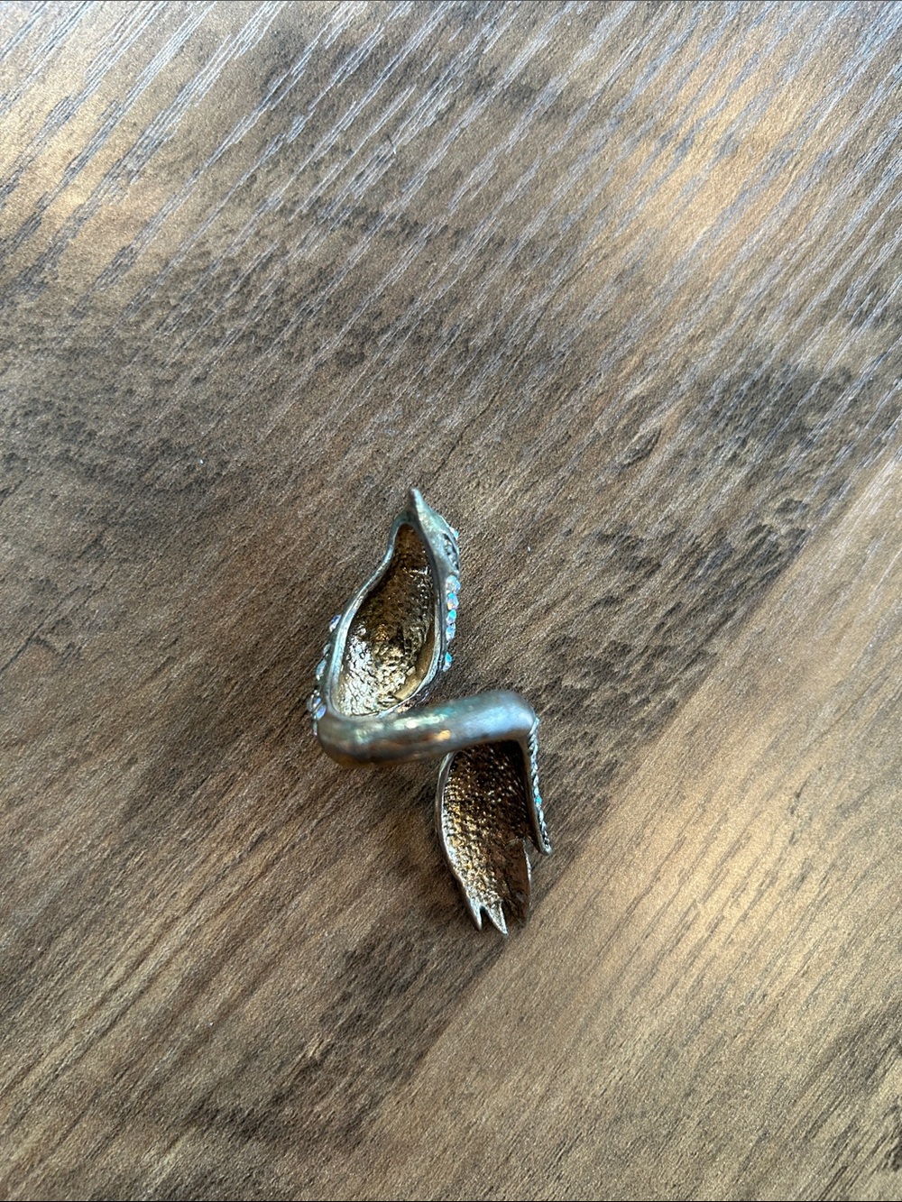 Vintage Crystal Pavé Silver-Tone Bird Wrap Ring - size 6 - Picture 4 of 7